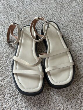 Madewell Leather Double Strap Platform Sandals 10 Cream